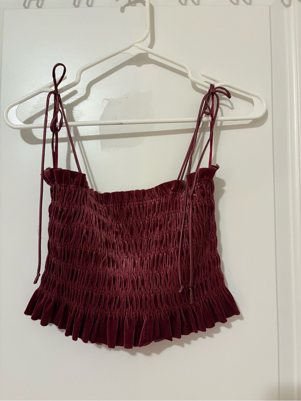 Cotton Candy Burgundy Smocked Tie-Strap Camisole